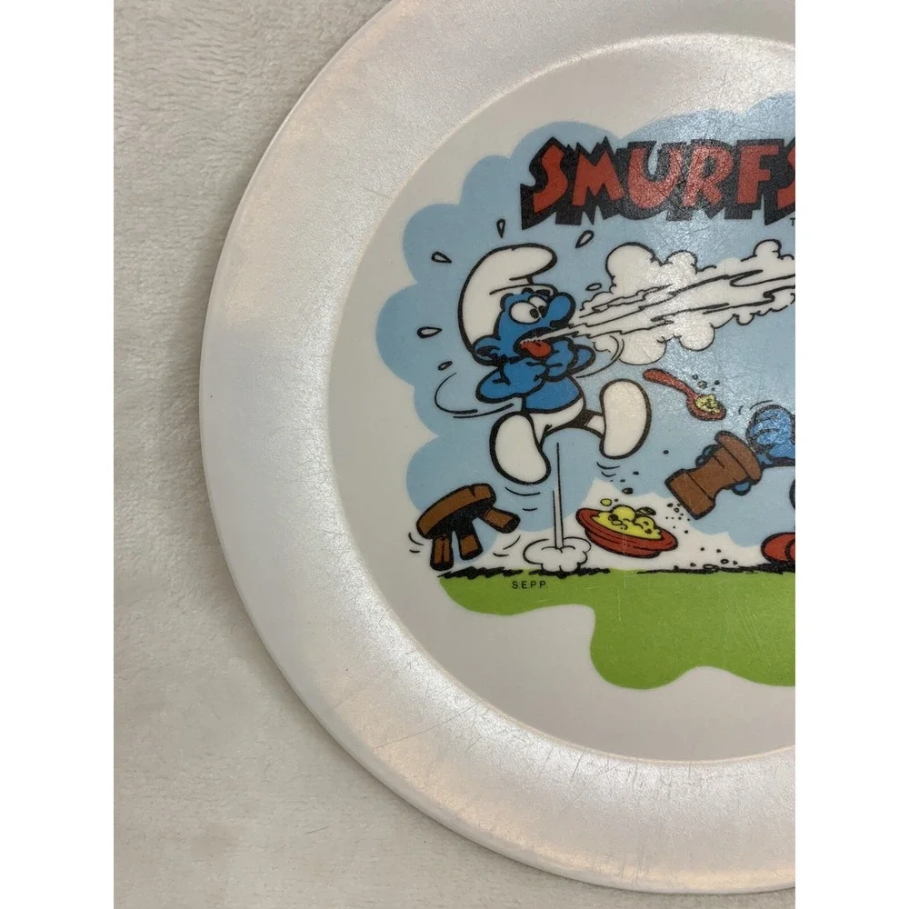 Vintage The Smurfs Melamine Child  Kids Toddler 8